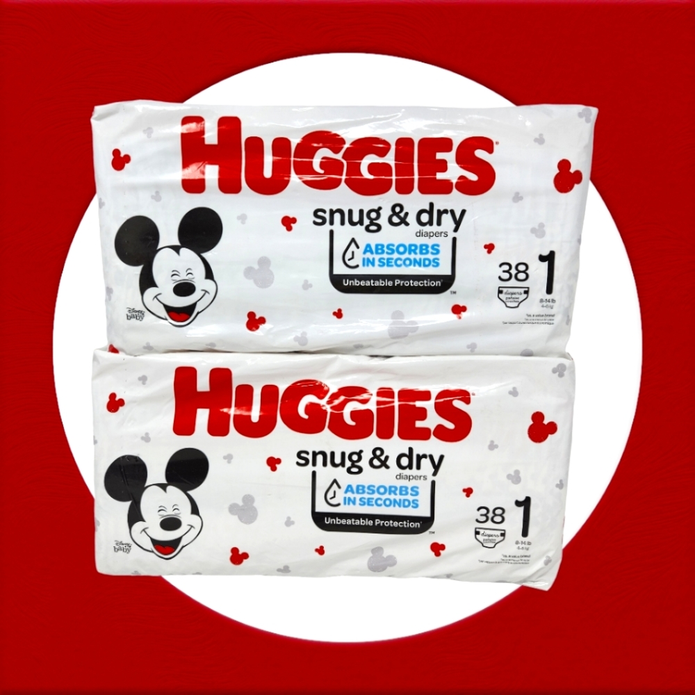 Huggies Snug and Dry Diapers, Size 1. 38 pack x 2